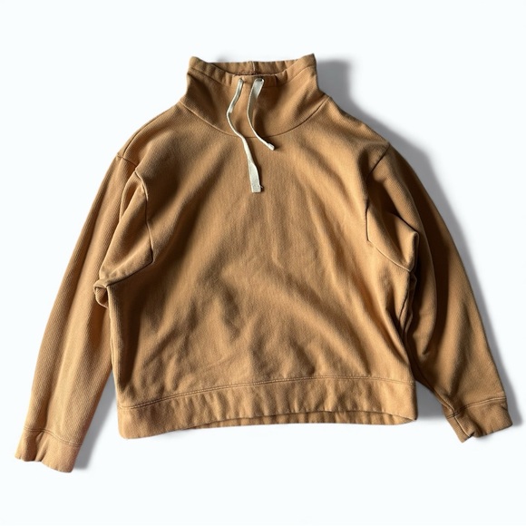 Madewell MWL Ribbed Funnelneck Sweatshirt Neutral Earthen Clay XL Cozy Casual - Picture 3 of 5